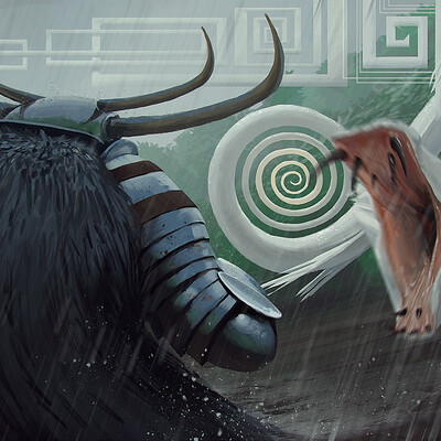 The fight with a mythical wyrm