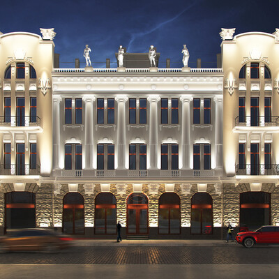 Illumination of a building in Kharkiv