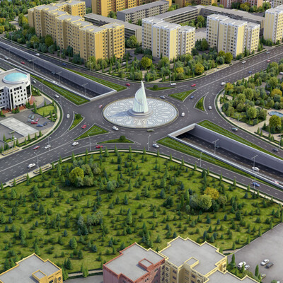 Road interchange at the intersection of Mir and Yunus Emre