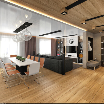Living room with dining area