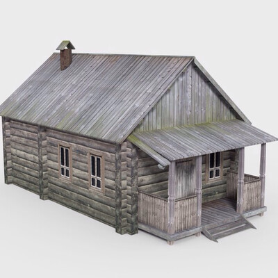 Low Poly visualization of village houses
