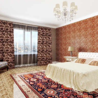 Bedroom, classic Moroccan style with shades