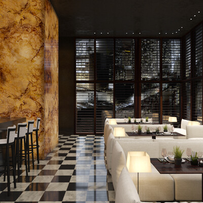 The restaurant is in the style of Armani
