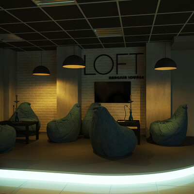 Design project hookah LOFT Nargilia Lounge Surgut 152m2