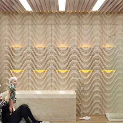 Bathroom with stone panels Lithos design