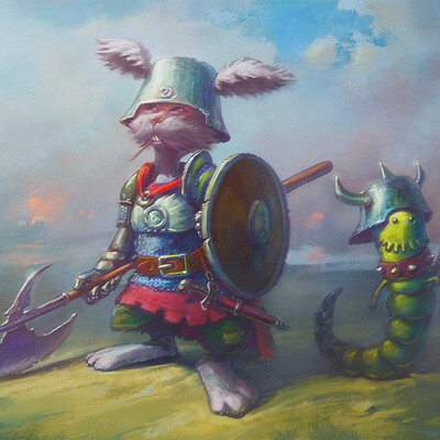 Hare Stepan and a worm Anatoly on a war track
