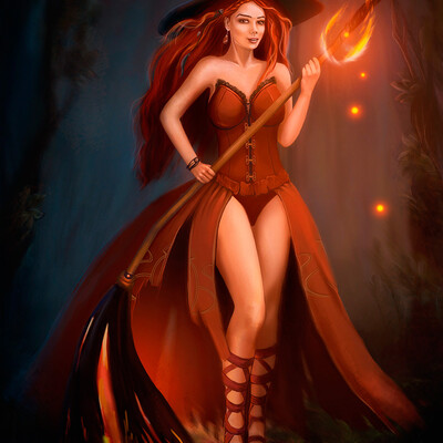 a witch with a spark