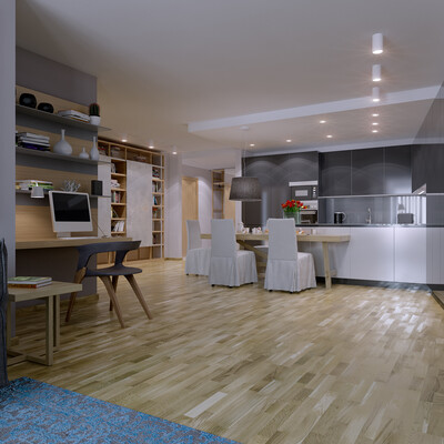 The interior of a small apartment.