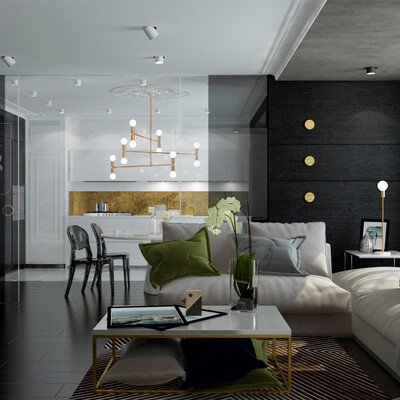 Black-and-white apartment in Limassol