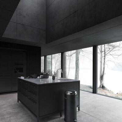 Modular house on the river bank