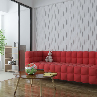 Red sofa in an interior