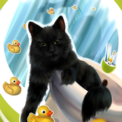 bathing a cat