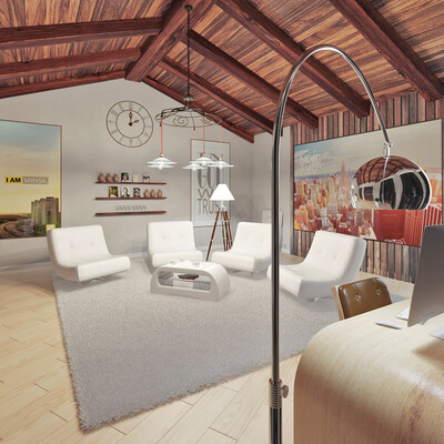 Drawing room in classical and minimalistic styles