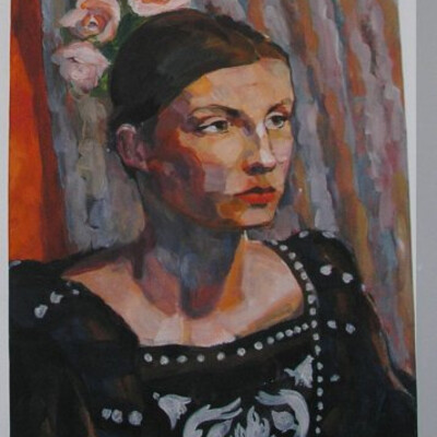 portrait of a girl with roses in her hair