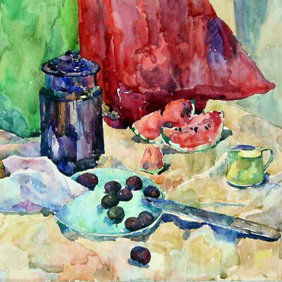 Still life with watermelon.