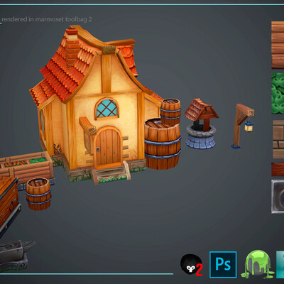 3D Environments props modeling and texturing practice