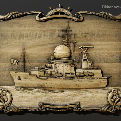 Bas-relief ship for CNC