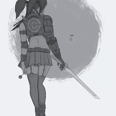 Sci fi girl with a katana