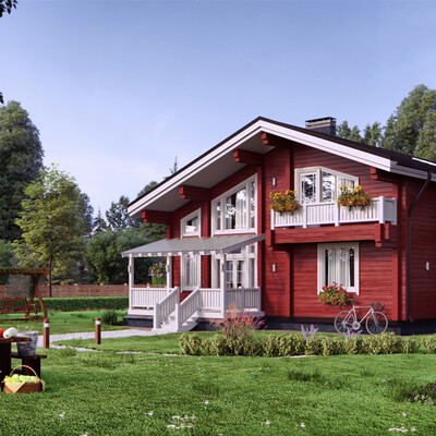  Wooden houses in traditional Scandinavian colors