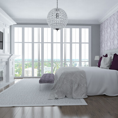 Bedroom with a fireplace