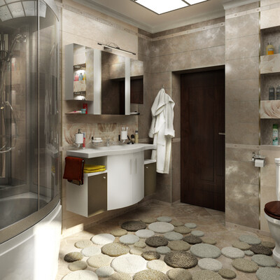 Combined bathroom, 2-storey country house