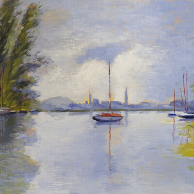 Клод Моне - Argenteuil Seen from the Small Arm of the Seine, 1872