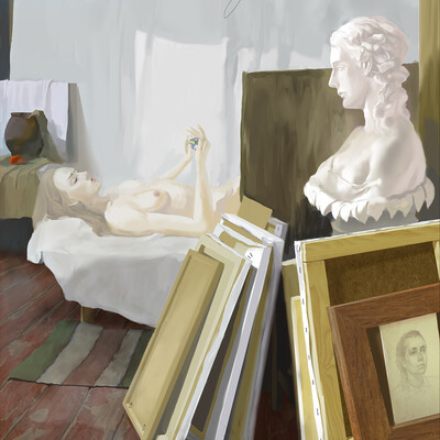 In old artist studio