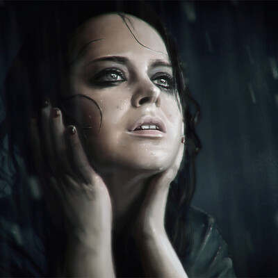 And on dark streets the rain walks...
