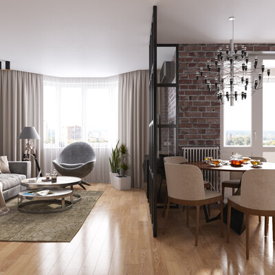 The apartment is in a modern style
