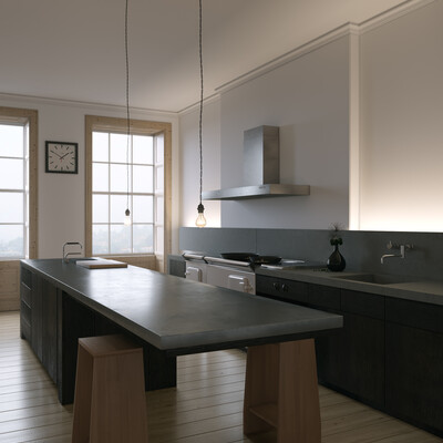 Kitchen interior visualization.