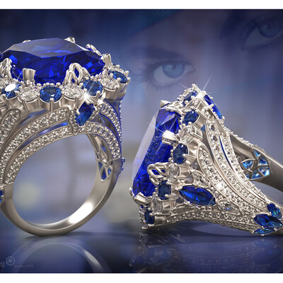 Ring with blue sapphire