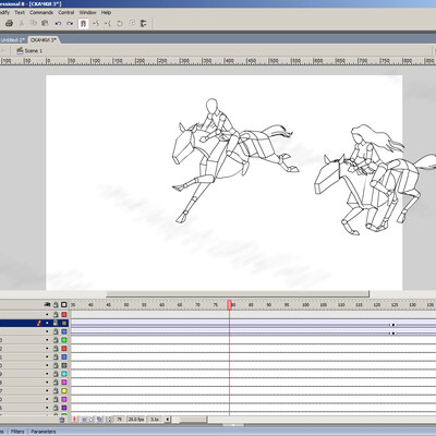 The horse and rider. A simplified model for the animation.