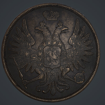 Russian copper coin 3 kop. 1853