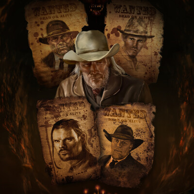 Cover to a horror story in the western style of D. Kostyukevich, A. Anisov "Dust and gunpowder"