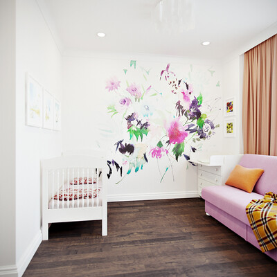 Girl's room with watercolor