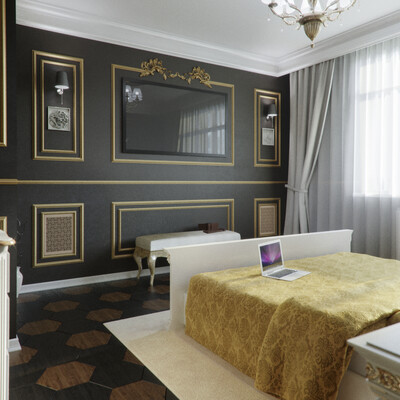 The bedroom interior design. Art Deco