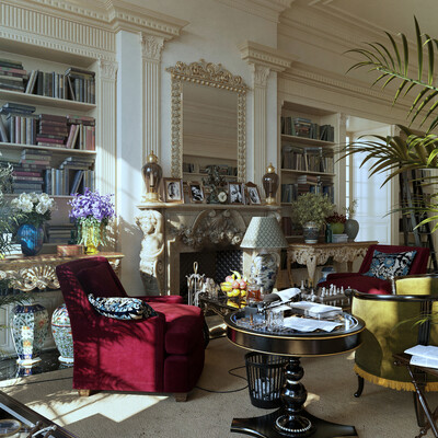 Fireplace in classic style
