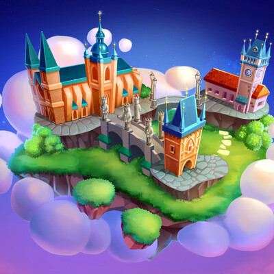 Prague. Background for  "Mahjong. Magic islands"