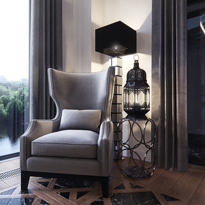 Bedroom in modern art deco