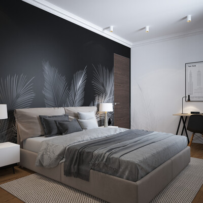 Black and white bedroom