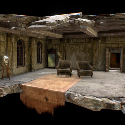 Abandoned room.Game design. Location.