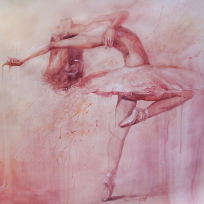 Ballerina in watercolor and ink