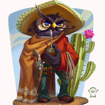 Owl cowboy. Mexican