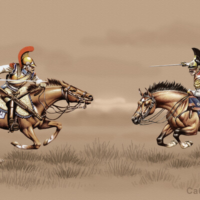French horse carabineer and Russian cuirassier of 1812