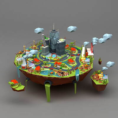 Low Poly Ecological environments of cities