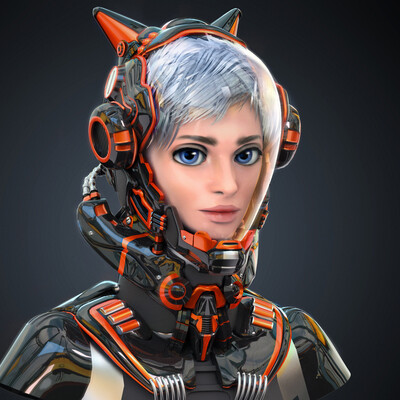 Sci-Fi helmet model, based on sketch by Ching Yeh 