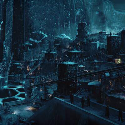Ice village. Location: Icy pillars. Wooden world.