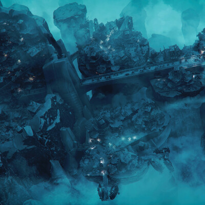 Ice village. Location: Icy pillars. Wooden world.