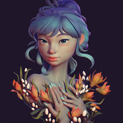 Girl with flowers 
