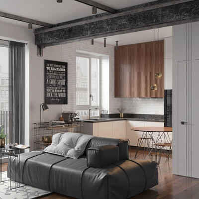 recreation area and kitchen